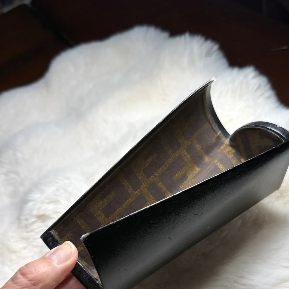 Fendi Black Eyeglasses Case Logo Monogram Interior